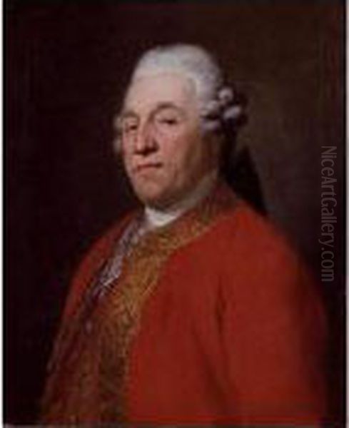 Portrait Of A Gentleman In A Red Coat Oil Painting by Anton Graff