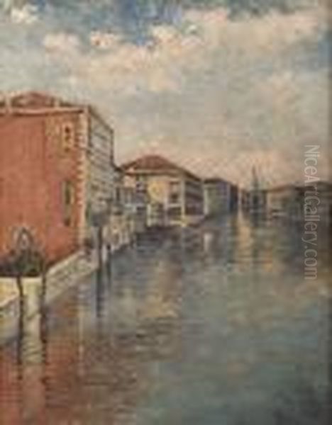 Venetian Canal Scene Oil Painting by Robert Wadsworth Grafton