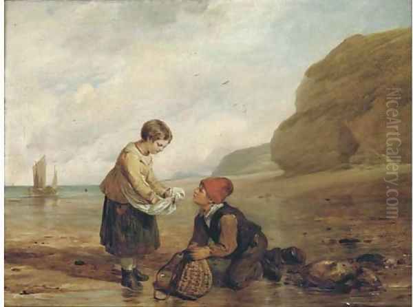 The young shrimp-catchers Oil Painting by William Collins