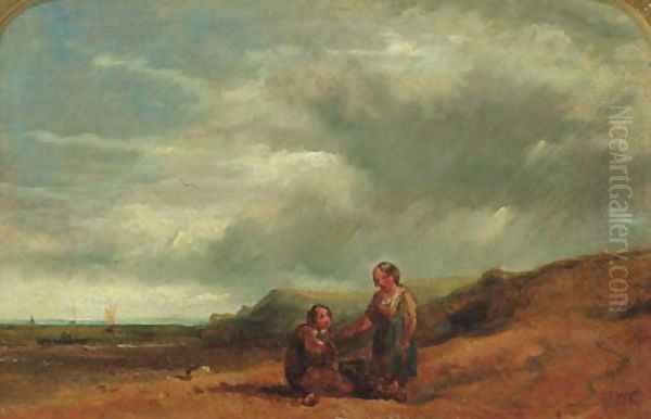 Children resting on a beach Oil Painting by William Collins