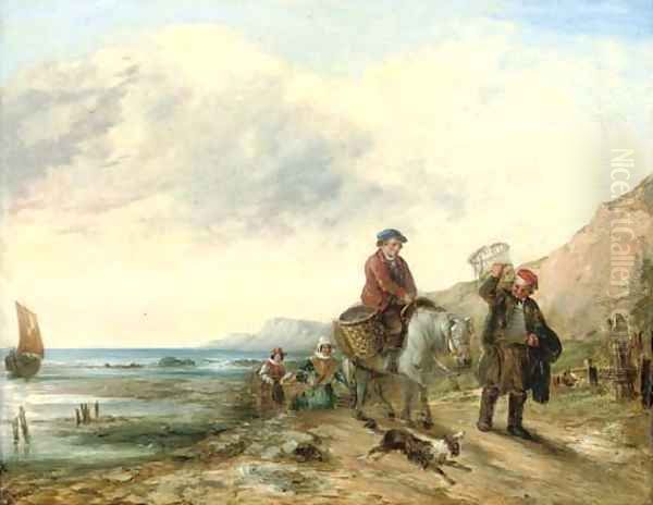 Fisherfolk returning with the catch Oil Painting by William Collins