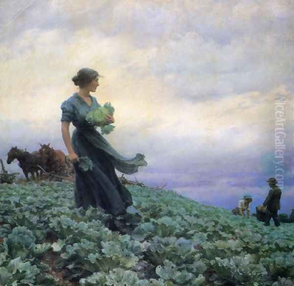 The Cabbage Field Oil Painting by Charles Curran