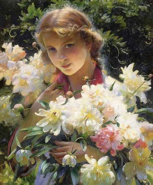 Peonies Oil Painting by Charles Curran