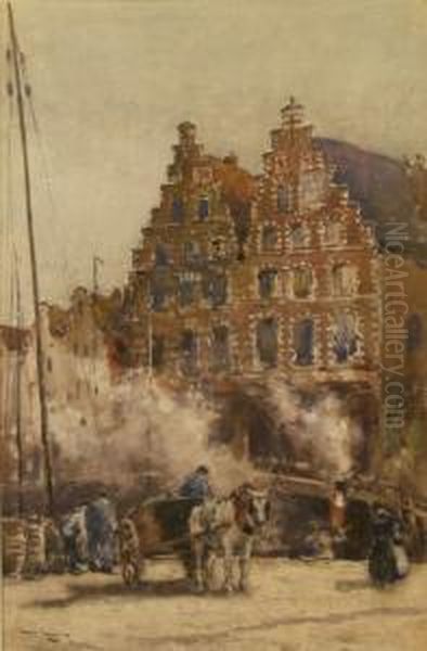 Houses In Harlem Holland Oil Painting by George Ii Graham