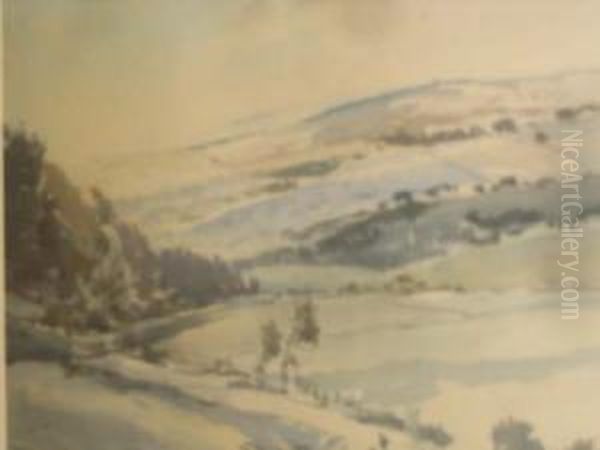 Wensleydale In The Snow Oil Painting by George Ii Graham