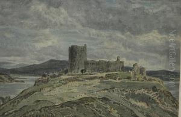 A View Of A Castle In A Coastal Landscape Oil Painting by George Ii Graham