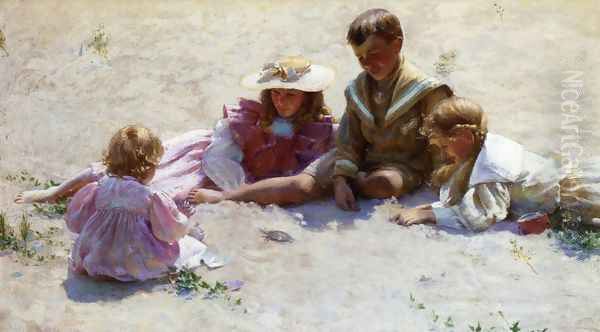 Children by the Seashore Oil Painting by Charles Curran