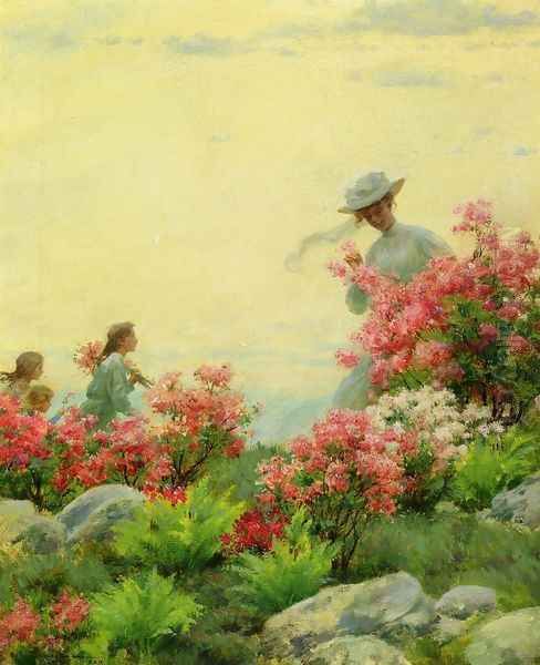 Among the Wild Azaleas Oil Painting by Charles Curran