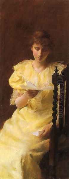 Lady in Yellow Oil Painting by Charles Curran