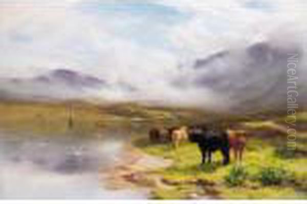 A Highland Drove, Loch Etive Oil Painting by Peter Graham