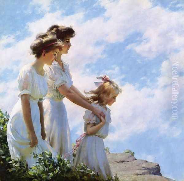 On the Cliff Oil Painting by Charles Curran