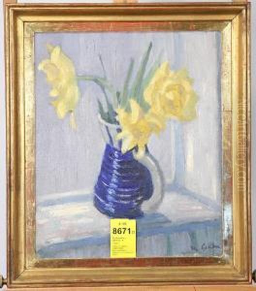 Blomsterstilleben, Signerad Oil Painting by Hjalmar Grahn