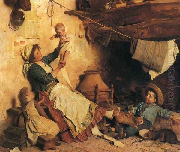 Mother's Pride Oil Painting by Gaetano Chierici