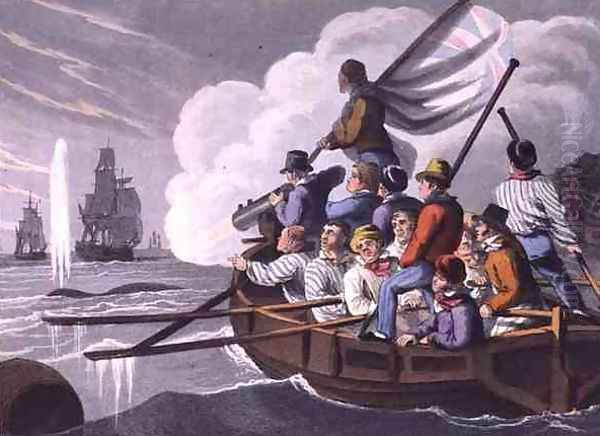 Shooting the Harpoon at a Whale Oil Painting by John Heaviside Clark