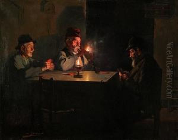 Partida De Cartas. Oil Painting by Luis Graner Arrufi