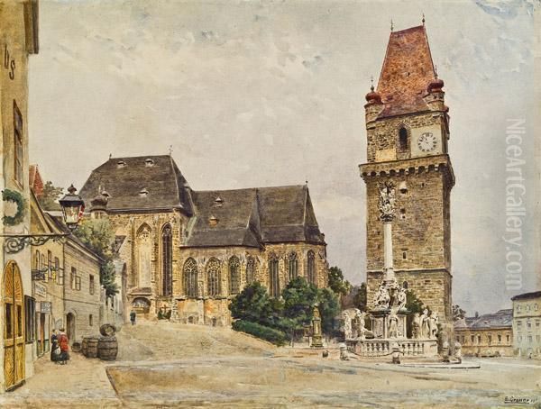 Die Kirche Von Perchtoldsdorf Oil Painting by Ernst Graner