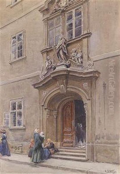 The Entrance To The Savoyan Ladies' Convent In Johannesgasse Oil Painting by Ernst Graner