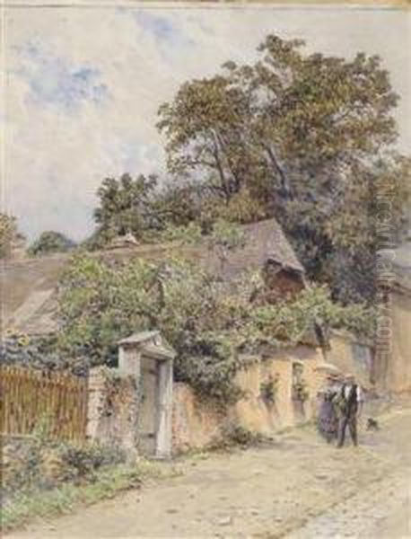 The Birthplace Of Johann Straus In Salmannsdorf Oil Painting by Ernst Graner