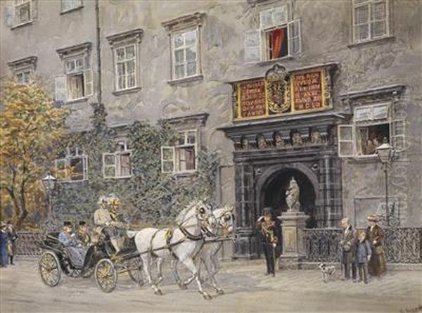 Emperor Francis Josepf In The Coach By The Schweizertor Oil Painting by Ernst Graner