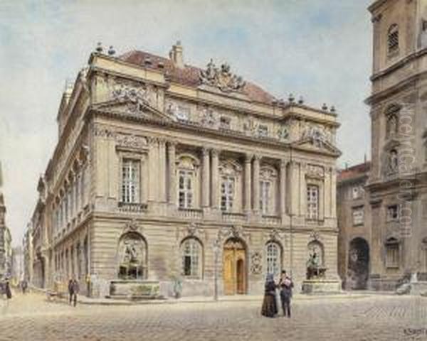 Alte Universitat In Wien Oil Painting by Ernst Graner