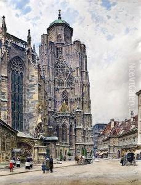 Der Adlerturm Vom Wiener Stephansdom Oil Painting by Ernst Graner