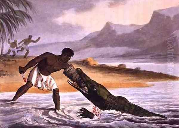 The African Crocodile Hunters, 1813 Oil Painting by John Heaviside Clark