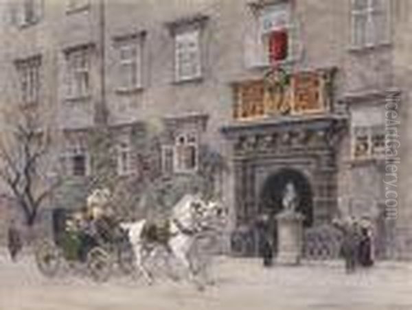 An Imperial Coach By The Schweizertor (invienna) Oil Painting by Ernst Graner