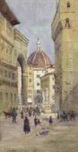 Die Piazza Della Signoria In Florenz Oil Painting by Ernst Graner