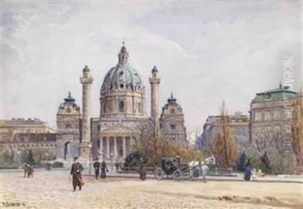 Blick Auf Die Karlskirche Oil Painting by Ernst Graner