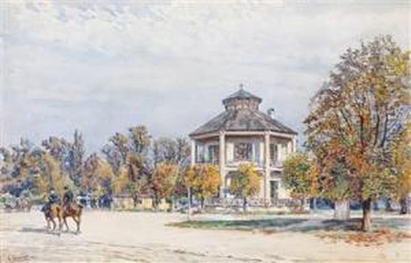 Reiter Vor Demlusthaus Im Prater Oil Painting by Ernst Graner