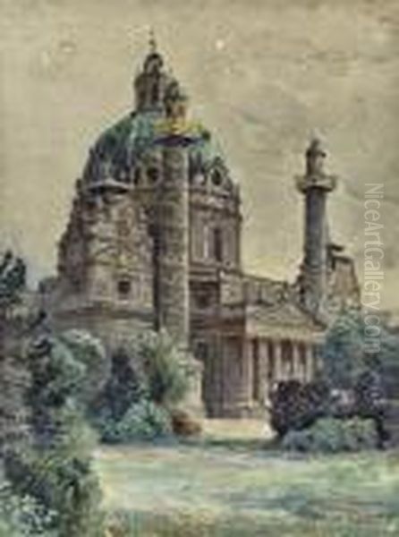 Die Karlskirche In Wien Oil Painting by Ernst Graner