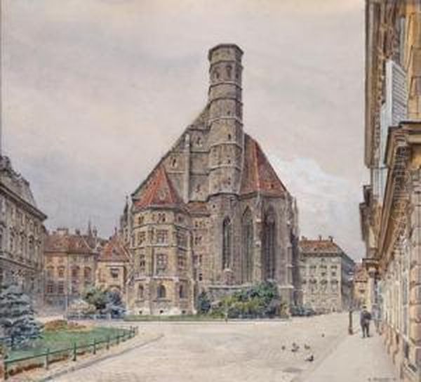 Die Minoritenkirche In Wien Oil Painting by Ernst Graner