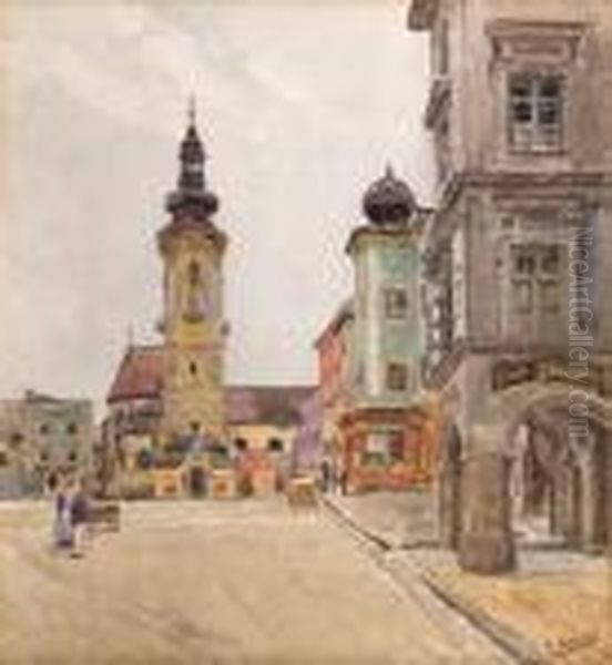 Stadtplatz Freistadt Oil Painting by Ernst Graner