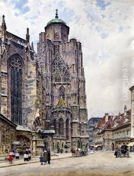 Der Adlerturm Vom Wiener Stephansdom * Oil Painting by Ernst Graner