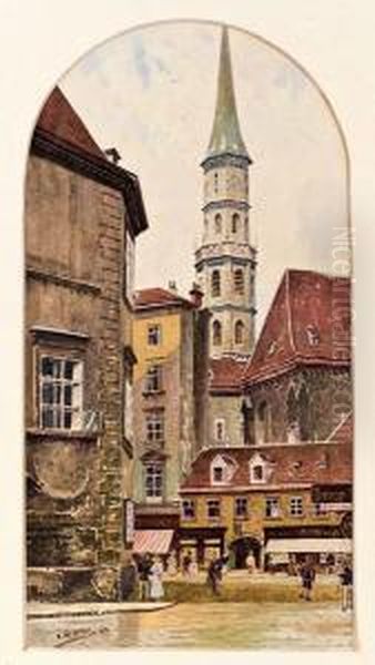 Blick Auf Den Turm Der Michaelerkirche Oil Painting by Ernst Graner