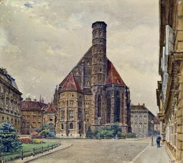 Die Minoritenkirche In Wien Oil Painting by Ernst Graner