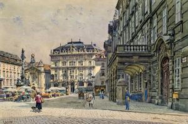 Der Platz Am Hof In Wien Oil Painting by Ernst Graner