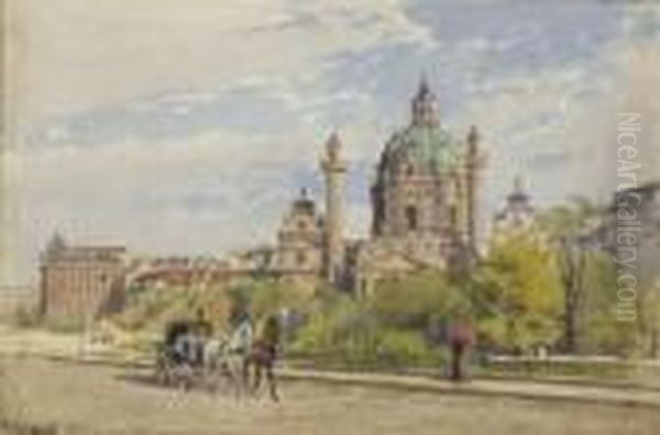 Wien - Blick Auf Die
 Karlskirche. Oil Painting by Ernst Graner