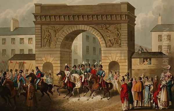 Entrance of the Allies into Paris, from 'Historic, Military and Naval Anecdotes', 1818 Oil Painting by John Heaviside Clark