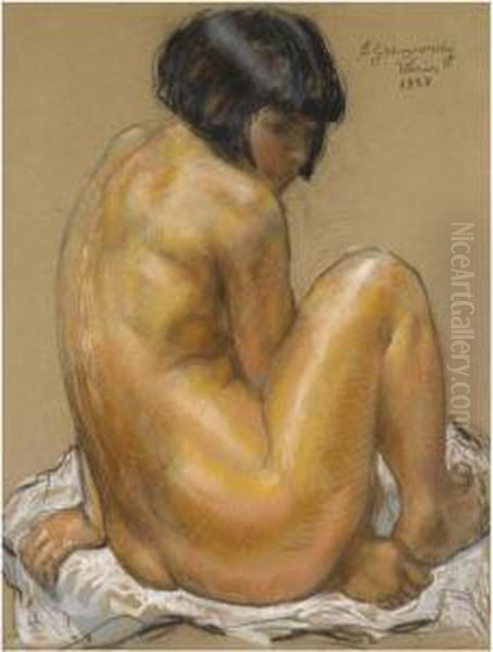 Seated Nude Oil Painting by Sam Granowsky