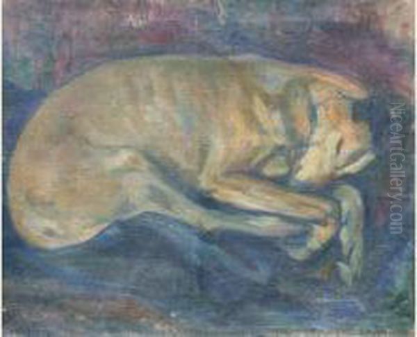 Chien Endormi Oil Painting by Sam Granowsky