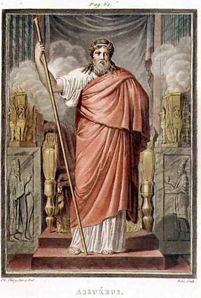 Ahasuerus, costume for 'Esther' by Jean Racine, from Volume I of 'Research on the Costumes and Theatre of All Nations' Oil Painting by Philippe Chery