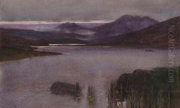 Moonlight On A Lake Oil Painting by Carleton Grant