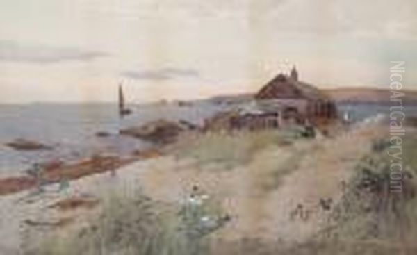 A Coastal Cottage Oil Painting by Carleton Grant