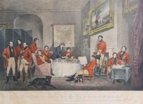 The Melton Breakfast (by Charles G. Lewis) Oil Painting by Sir Francis Grant