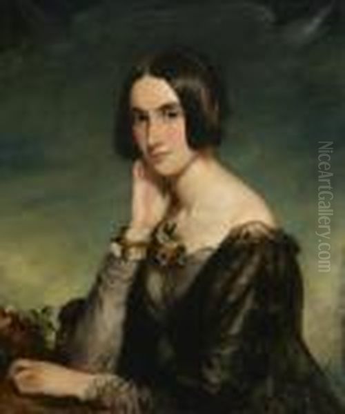 Portrait Of A Young Lady Wearing A Goldbracelet Oil Painting by Sir Francis Grant