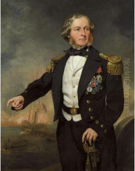 Portrait Of Admiral Sir George Nathaniel Broke-middleton, 3rd Bt. (1812-1887) Oil Painting by Sir Francis Grant