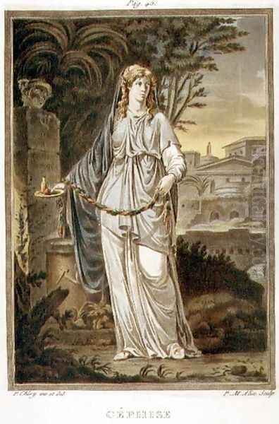 Cephise, costume for 'Andromache', from Volume I of 'Research on the Costumes and Theatre of All Nations' Oil Painting by Philippe Chery