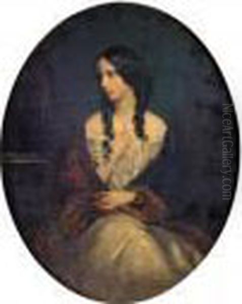 Portrait Of Lady Anna Maria Arabella Fermor, Lady Hesketh Oil Painting by Sir Francis Grant