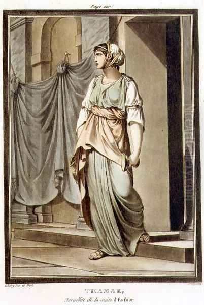 Thamar, an Israelite in the Retinue of Esther, costume for 'Esther', from Volume I of 'Research on the Costumes and Theatre of All Nations', 1802 Oil Painting by Philippe Chery